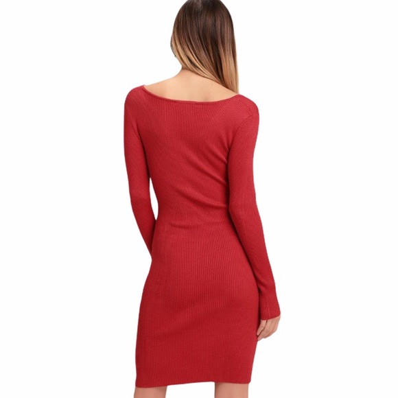 NWT Lulus Ribbed Long Sleeve Bodycon Dress Size L - Picture 10 of 16